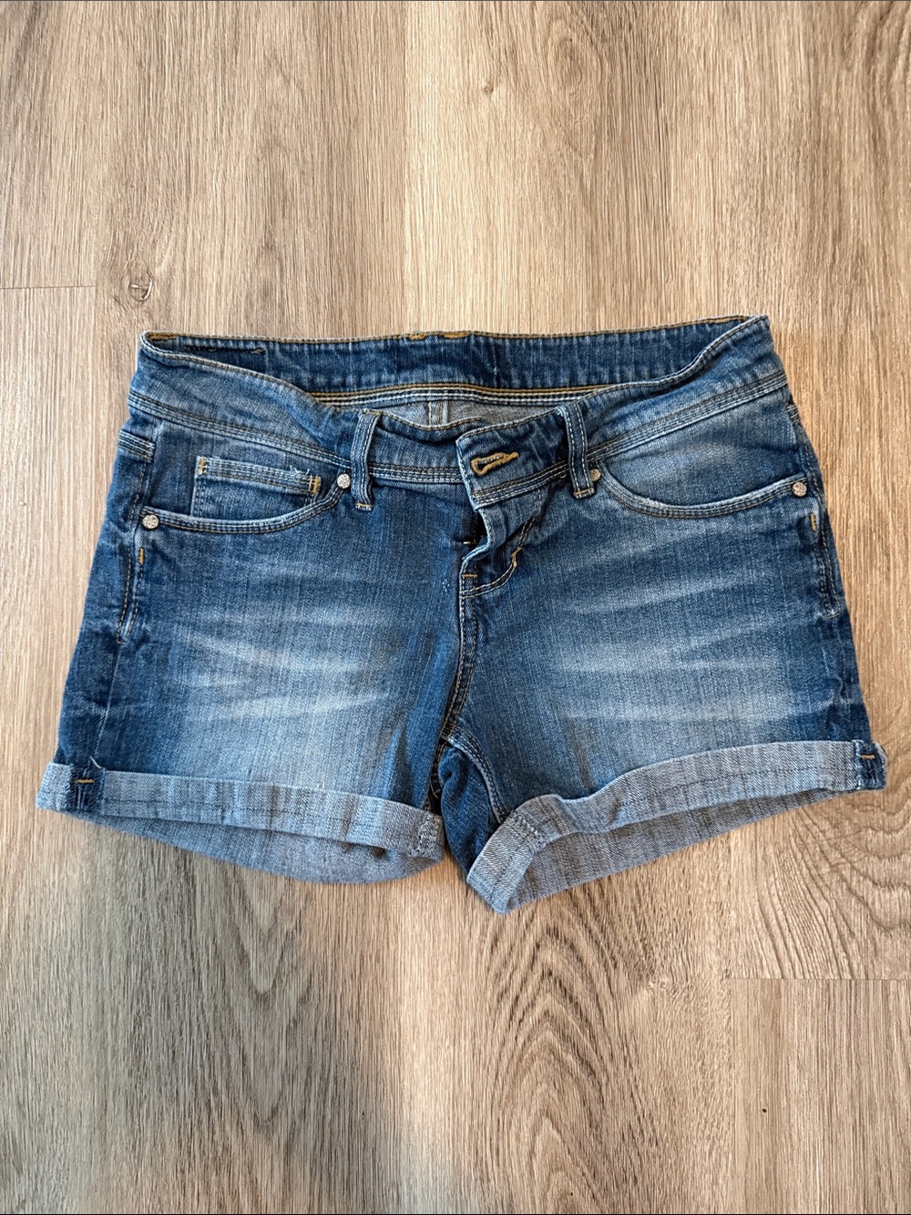 Levi's Medium Blue Rolled Cuff Denim Shorts